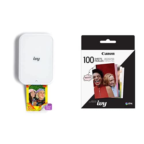 Canon Ivy 2 Mini Photo Printer, Print from Compatible iOS & Android Devices, Sticky-Back Prints, Blush Pink