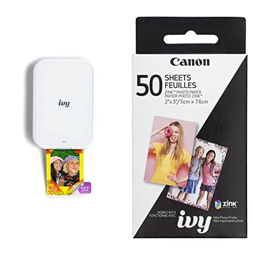 Canon Ivy 2 Mini Photo Printer, Print from Compatible iOS & Android Devices, Sticky-Back Prints, Blush Pink