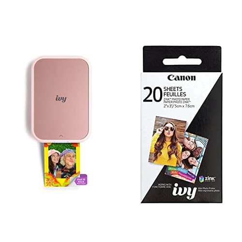 Canon Ivy 2 Mini Photo Printer, Print from Compatible iOS & Android Devices, Sticky-Back Prints, Blush Pink
