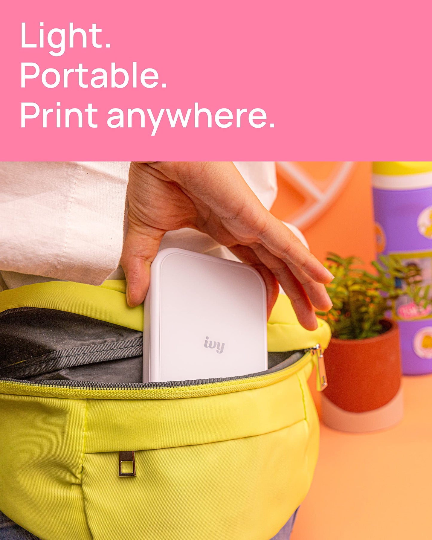 Canon Ivy 2 Mini Photo Printer, Print from Compatible iOS & Android Devices, Sticky-Back Prints, Blush Pink