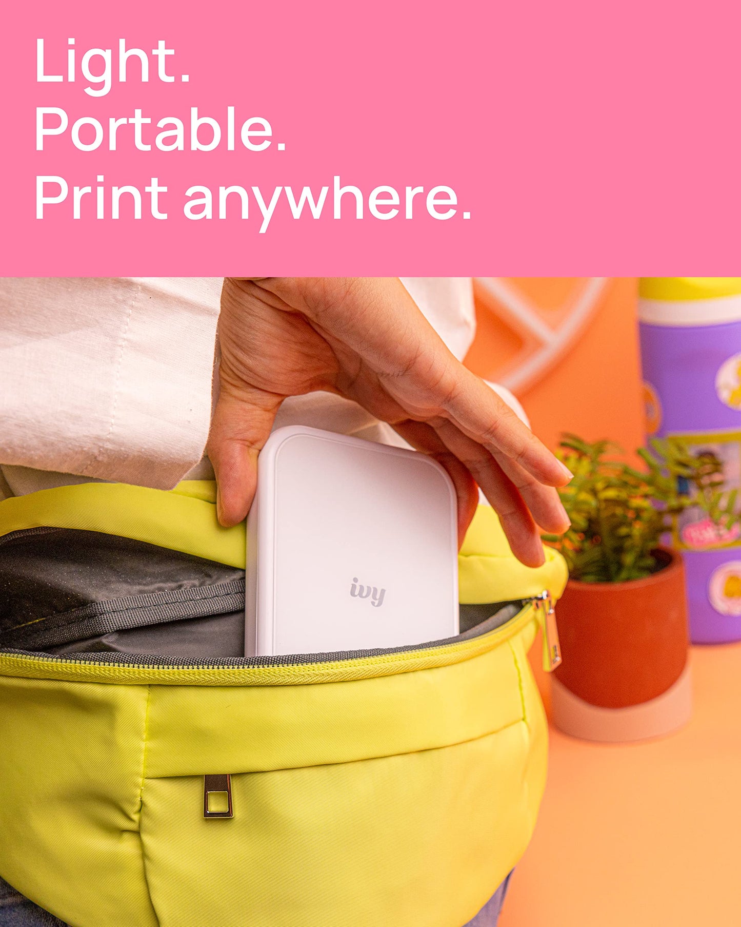 Canon Ivy 2 Mini Photo Printer, Print from Compatible iOS & Android Devices, Sticky-Back Prints, Blush Pink